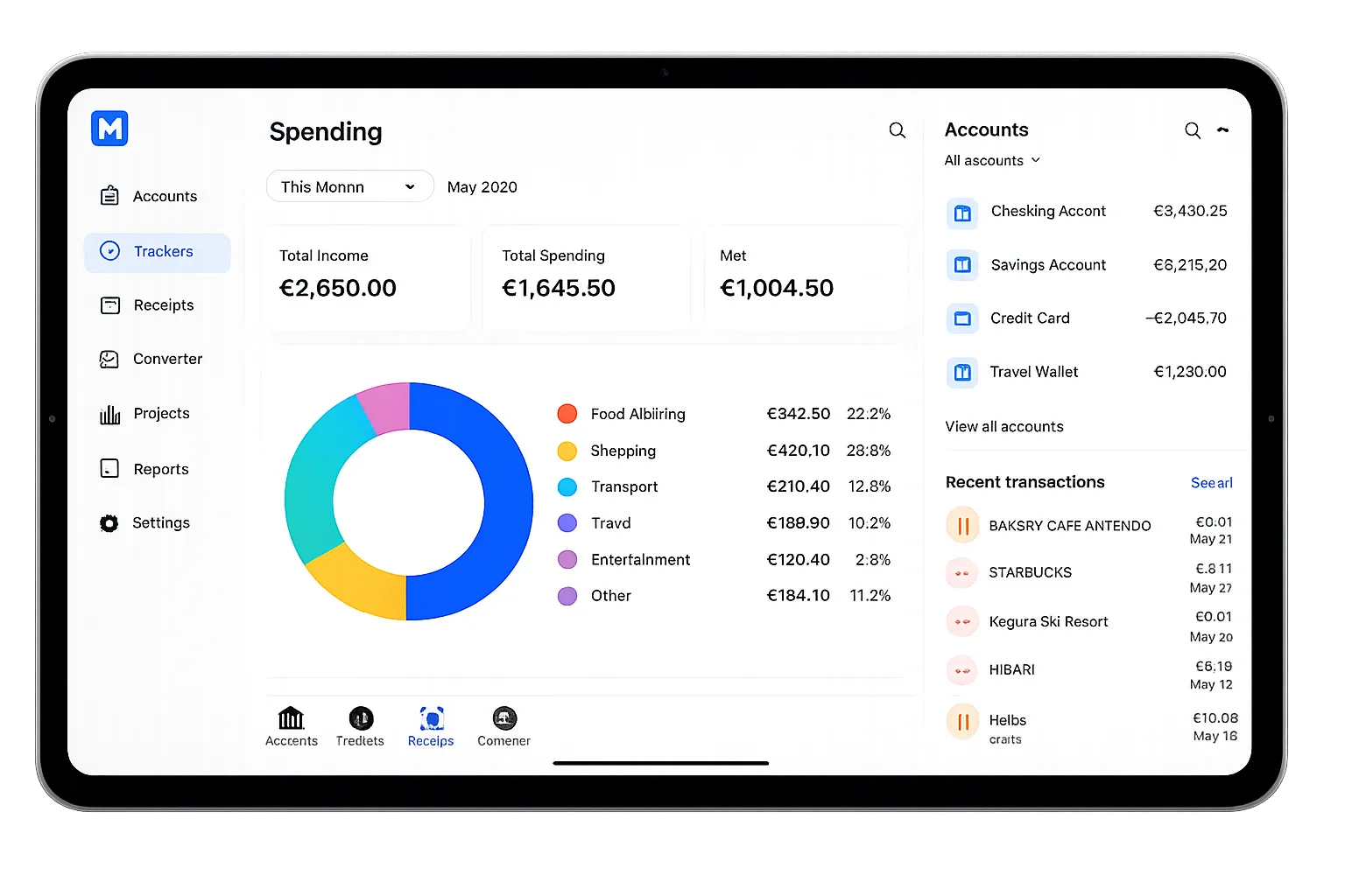 Monaka spending overview on iPad